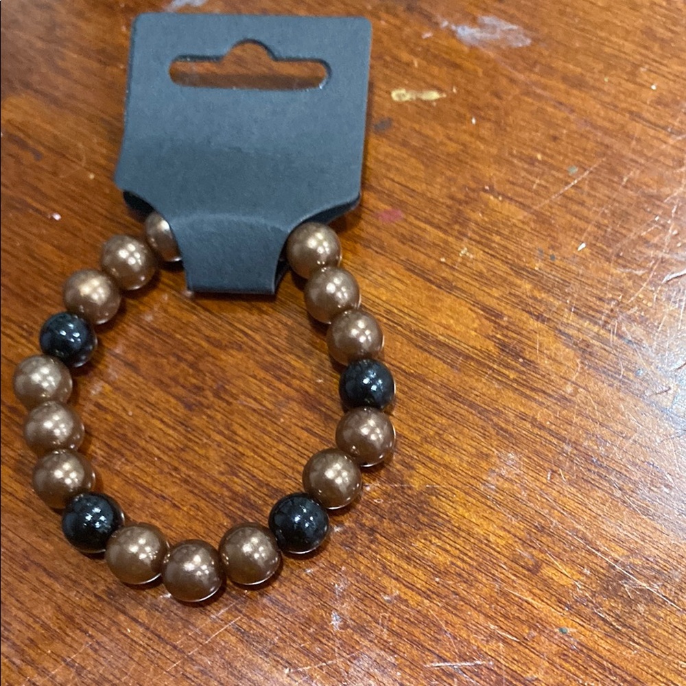 Elegant Brown and Black Beaded Bracelet